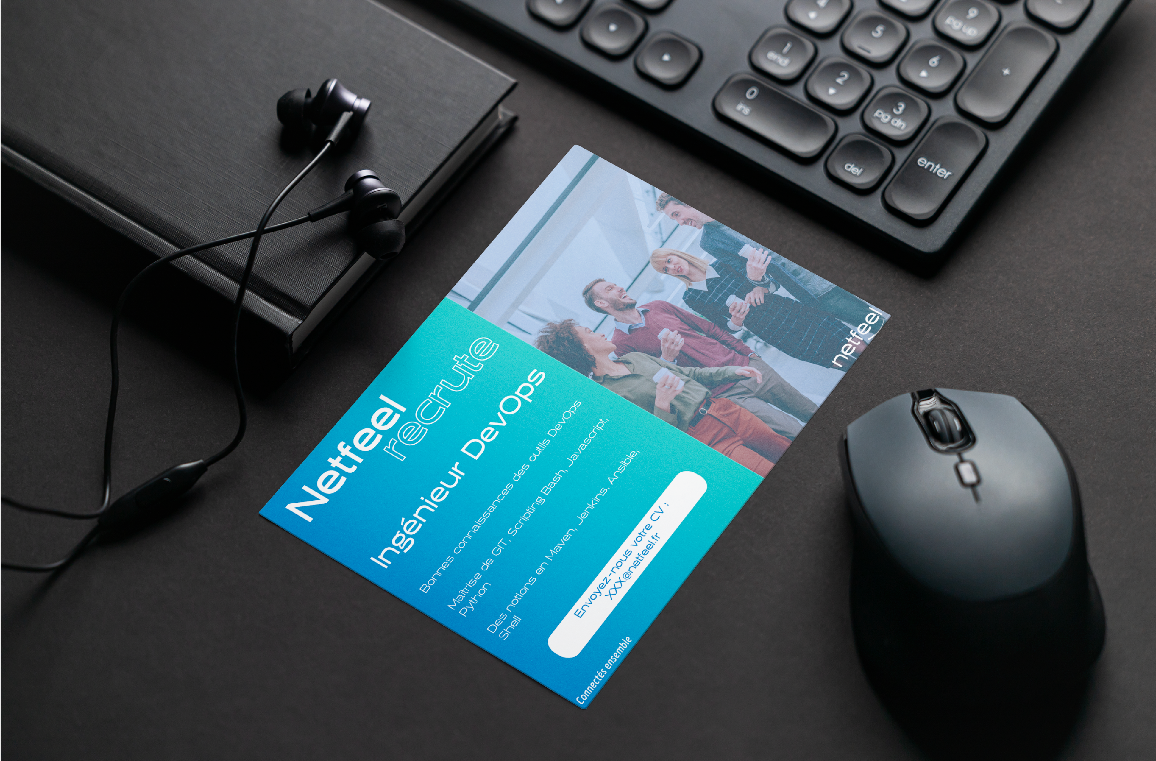 Mockup d'un flyer pour Netfeel